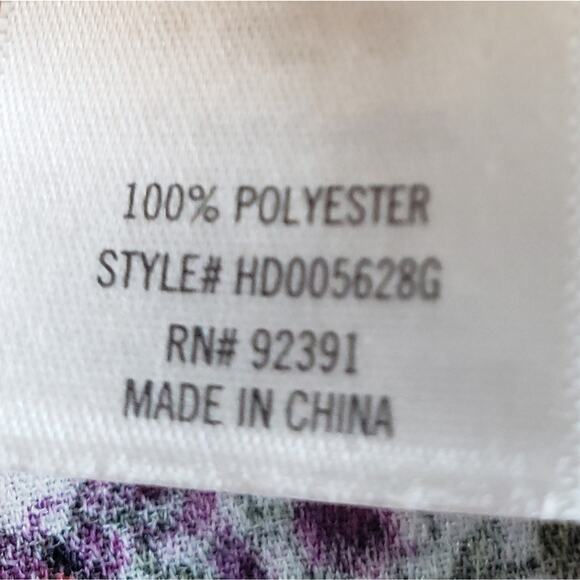 MIAMI M beige green purple red and black floral design with a blue border at hem - Picture 3 of 5